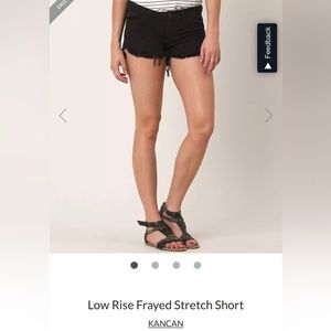 Kancan Low Rise Frayed Stretch Short - Black